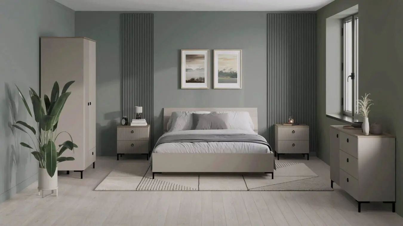 Мягкая кровать Zima, цвет Глиняный серый с полукруглым изголовьем - 5 - большое изображение